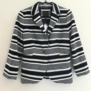 NEW The Limited Striped Blazer Jacket Lined Black White Size Small 3/4-sleeves